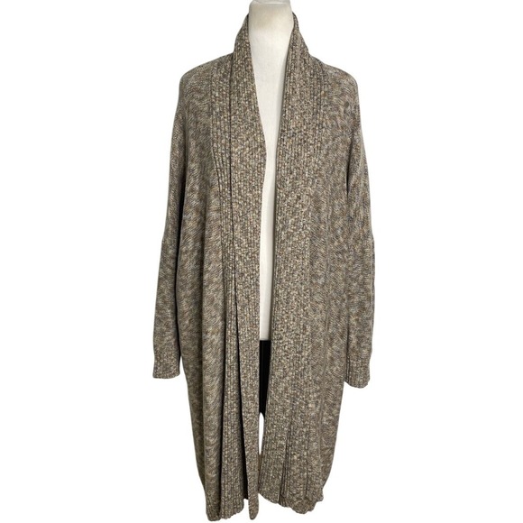Eskandar Marled Beige Heavyweight Cashmere Shawl Collar Long Cardigan Sweater OS - Picture 1 of 6